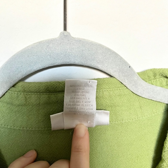 Soft Surroundings NWOT Textured 100% Cotton Button Down Shirt Green Size 2X - Picture 8 of 8